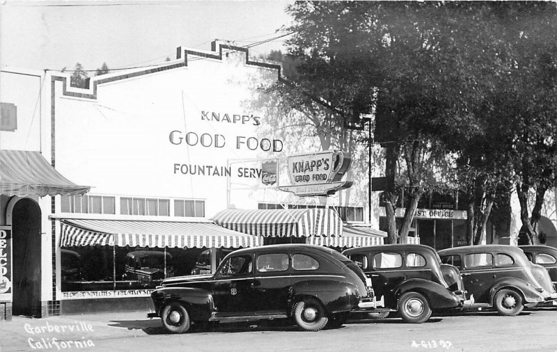 Postcard RPPC 1940s California Garberville Knapps Good food Patterson CA24-2123