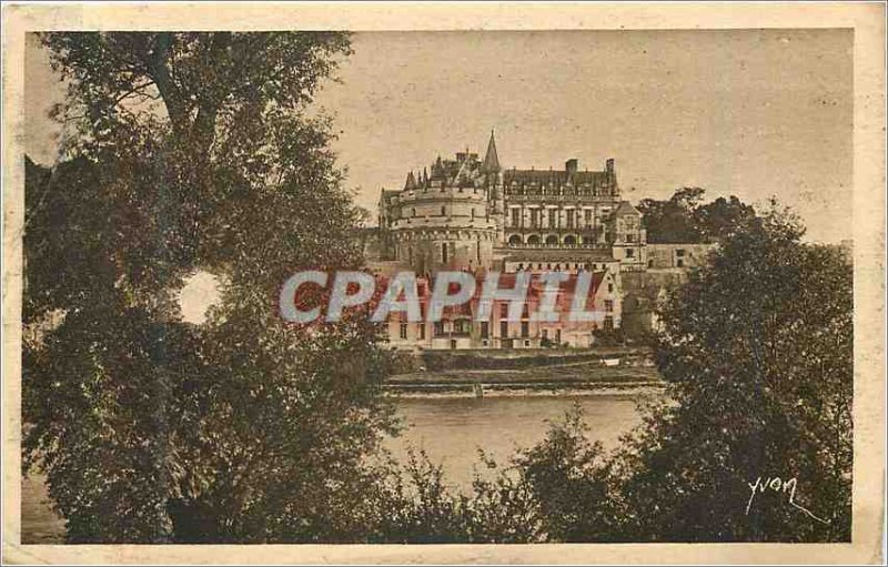 'Old Postcard Chateau d''Amboise saw edges of the Loire Douce France Loire Ca...