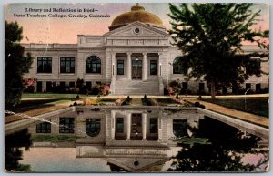 Greeley Colorado 1915 Postcard State Teachers College Library Reflection Pool