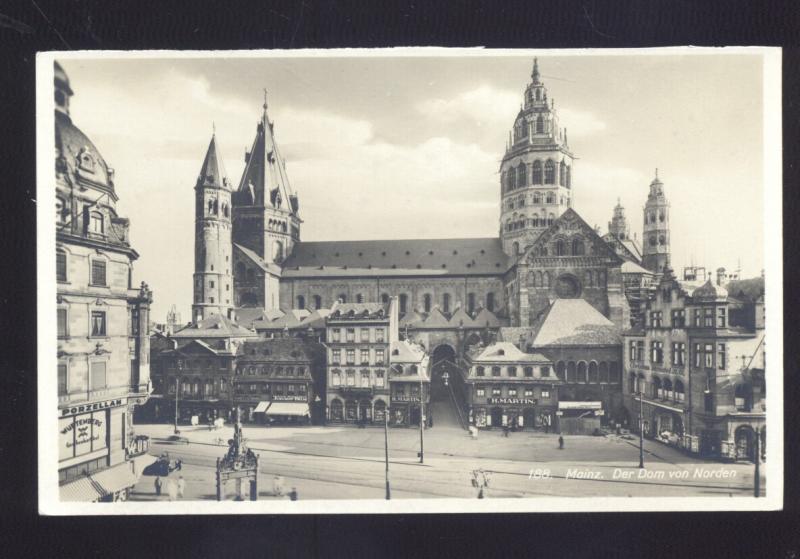 MAINZ DER DAM VON NORDEN GERMANY DOWNTOWN VINTAGE REAL PHOTO POSTCARD