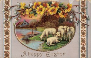 Really nice Gel lamb Easter postcard AE7