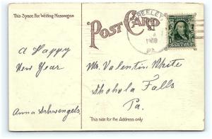 Postcard Happy New Year Elves Stealing Money From the Moon 1908 G02