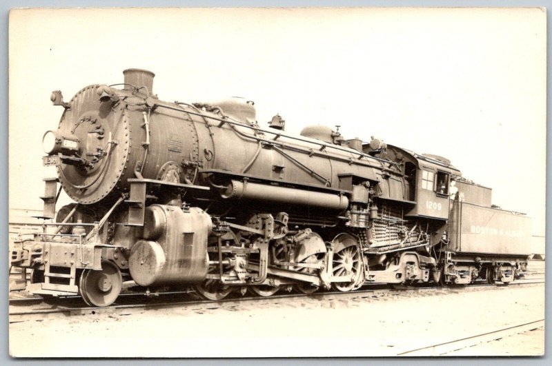 Boston & Albany #1209 Train Locomotive Railroad 1940s RPPC Real Photo Postcard