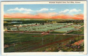 FORT RILEY, Kansas KS  Aerial  WHITESIDE HOSPITAL Area  c1940s Linen Postcard