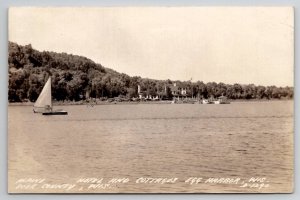 Alpine Hotel And Cottages Egg Harbor WI RPPC Sailboat Real Photo Postcard L24