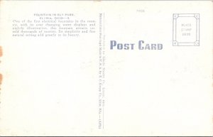 Vintage Postcard FOUNTAIN IN ELY PARK, ELYRIA, ОН!О JO6