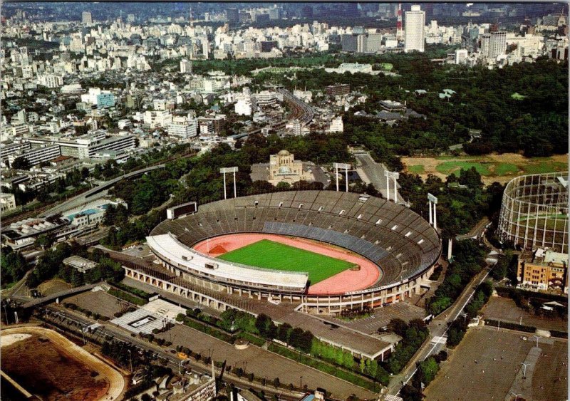 Tokyo, Japan  NATIONAL STADIUM  Bird's Eye View  4X6 Sports Postcard