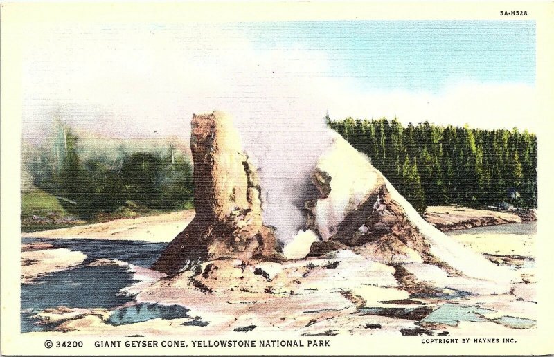 Postcard~Giant Geyser Cone~Yellowstone National Park~Wyoming~A96 