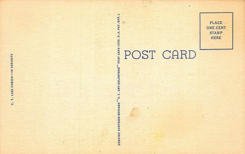 C-65 Ray Walters Comic Just Scratching Off A Line or Two Curt Teich Postcard