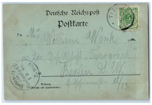 1899 Moonlight River Greetings from Titisce Titisee-Neustadt Germany Postcard