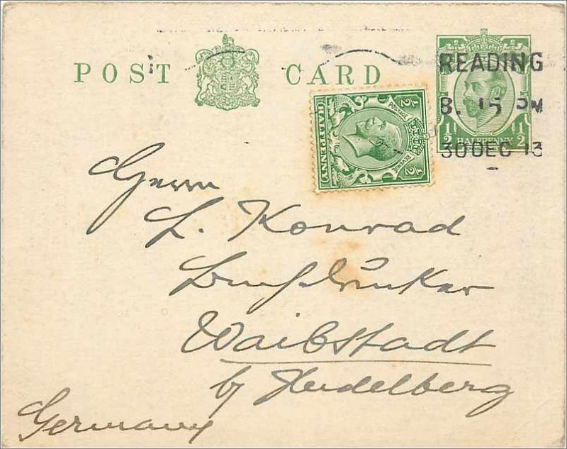 Entier Postal Stationery Postal Great Britain Great Britain 1913 to Helderber...
