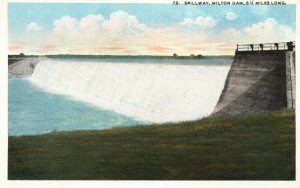 Vintage Postcard 1920's The Spillway Milton Dam 6 1/2 Miles Long Pennsylvania PA