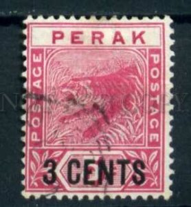 509631 Malaysia state 1895 year Perak Tiger stamp overprint