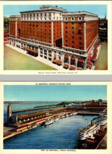 2~Postcards  Montreal, Canada  MOUNT ROYAL HOTEL & HARBOUR CENTRAL Harbor/Ships