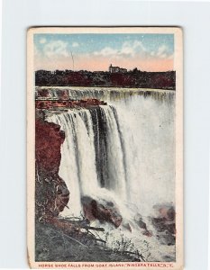 Postcard Horse Shoe Falls From Goat Island, N. Y., Niagara Falls, Canada