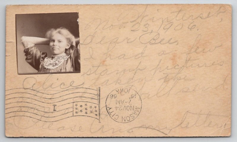 Winterset IA RPPC Pretty Young Lady Photo to Clark in Mason City Postcard I26