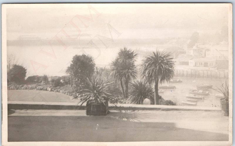 c1920s Torquay UK England RPPC Coastal Estate Harbor Victorian Boats Homes A9