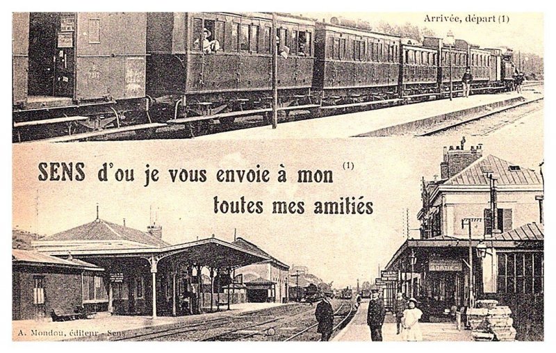 France Sens, Railroad Station with Train