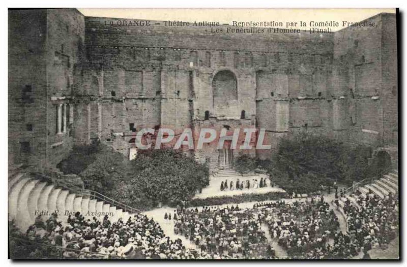 Old Postcard Orange antique Theater Representation by the Comedie Francaise T...