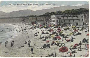 The Beach Near the Bath House Santa Monica California Mailed 1919