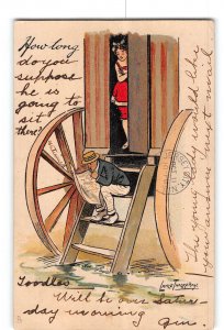 Artist Signed Lance Thackeray Tucks Comic Postcard 1904 Woman Changing Room