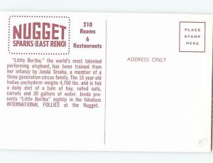 Pre-1980 ELEPHANT PERFORMER AT NUGGET CASINO HOTEL Sparks - East Reno NV B0635