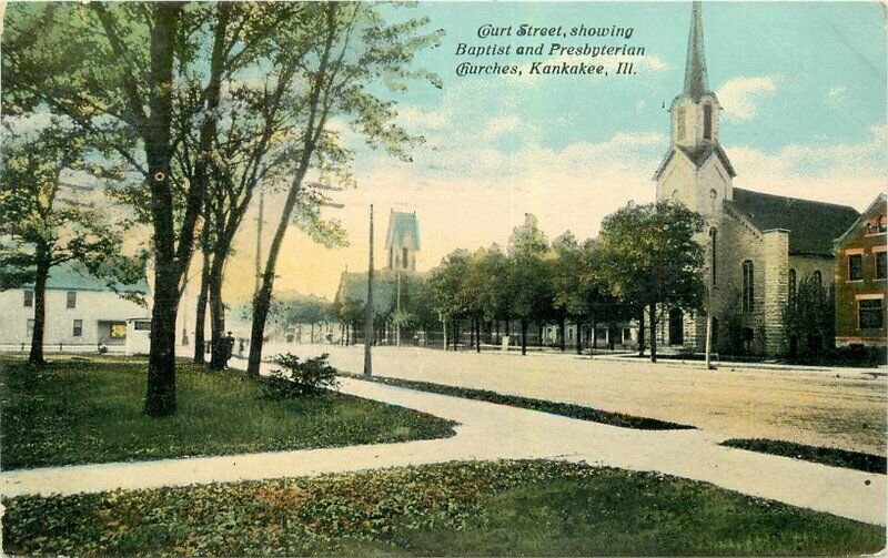 Kankakee Illinois Curt Baptist Presbyterian Churches 1911 Postcard 21-10503