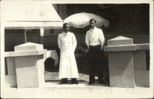 Occupation Work - Waiter on Restaurant Patio c1920s Real Photo Postcard