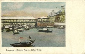 singapore, Johnstons Pier and Collyer Quay (1910s) Postcard