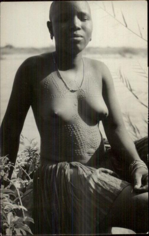 So Rhodesia Ethnography Nude Woman Tribal Scarring Real Photo Postcard spg