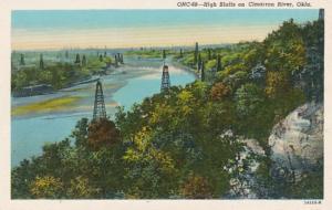 Oklahoma Oil Wells On High Bluffs On Cimarron River Curteich