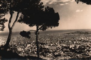 Vintage Postcard Real Photo Panoramic View From Libidabo Barcelona Spain RPPC