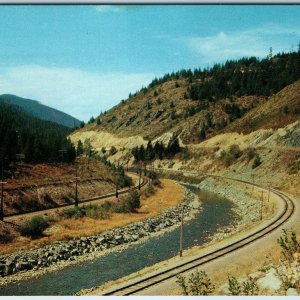 c1960s West of Missula MT Highway 10 US Hwy Route Railway Train Track Curve A224