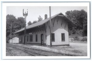 1948 Russell Depot Train Station Russell New York NY RPPC Photo Vintage Postcard 