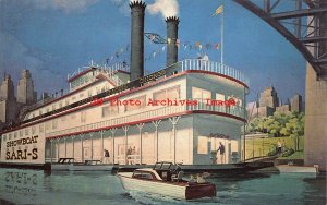 Advertising Postcard, Showboat Sari-S Restaurant, Salon's Landing, Chicago