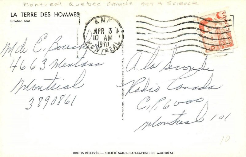 1970 Montreal Quebec Canada Arts Sciences Postcard 24-10745