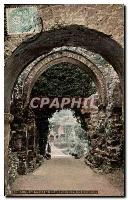 Old Postcard Arques La Bataille Chateau Three Doors