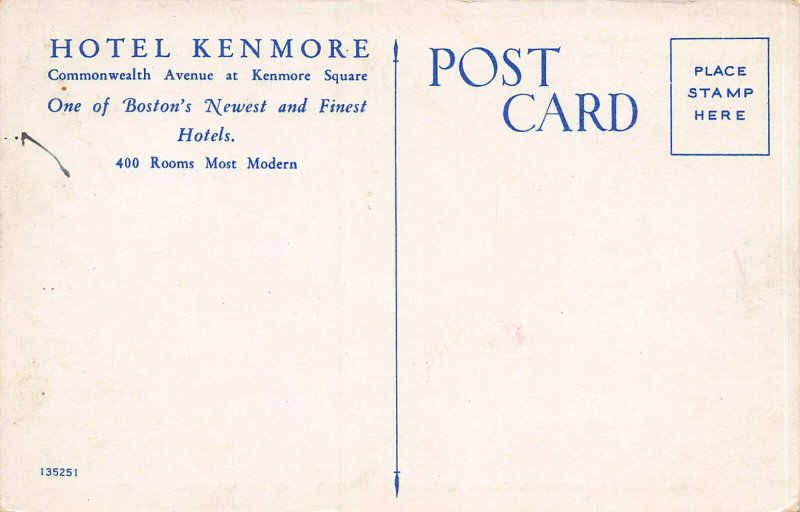 Hotel Kenmore, Boston, Massachusetts, Early Postcard, Unused