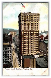 Farmers Bank Building Pittsburg Pa. Pennsylvania Postcard American Flag