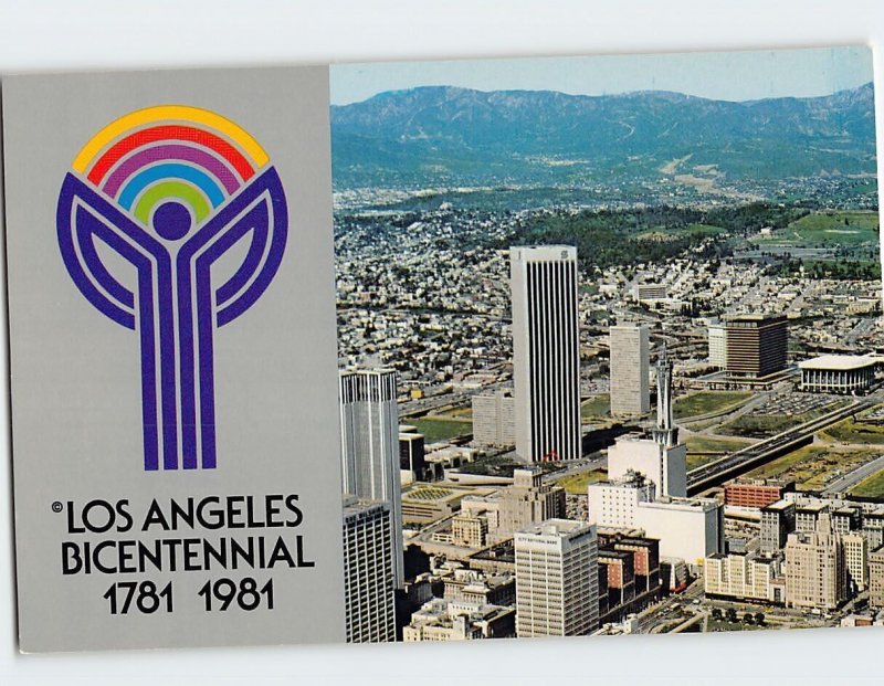 Postcard Aerial View of Los Angeles Bicentennial 1781-1981 LA California USA