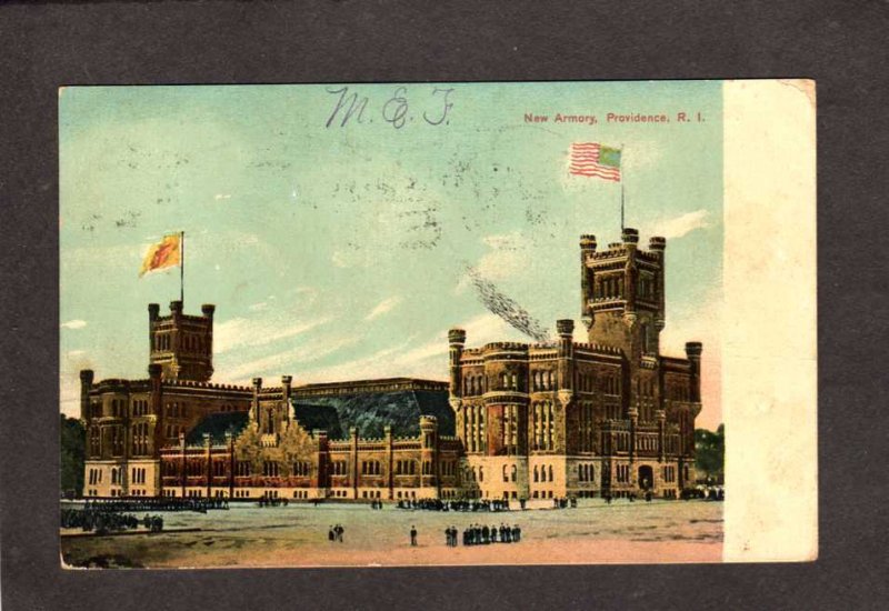 RI  New Armory for National Guard Military Providence Rhode Island Postcard 1907