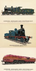 LMS Scottish Caledonian Railway Class 7P Coronation 3x Train Postcard s