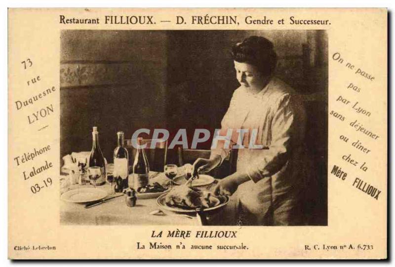 Old Postcard Fillioux Frechin Restaurant La Mere Fillioux Duquesne Lyon