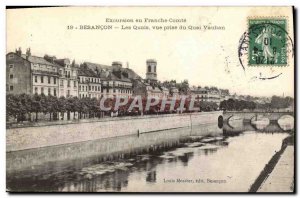 Old Postcard Besancon Quays View from the Quai Vauban