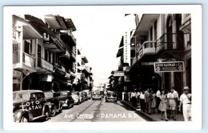 RPPC PANAMA CITY, Panama~ Street Scene CENTRAL AVENUE Foto Flatau 1940s Postcard