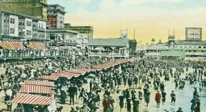 Postcard Early View of Beach Scene at Richard's Baths, Atlantic City, NJ   T9