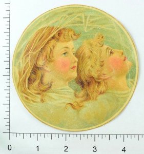 1880's lovely Heavenly Angels Winged Round Victorian Scrap Cards #G 