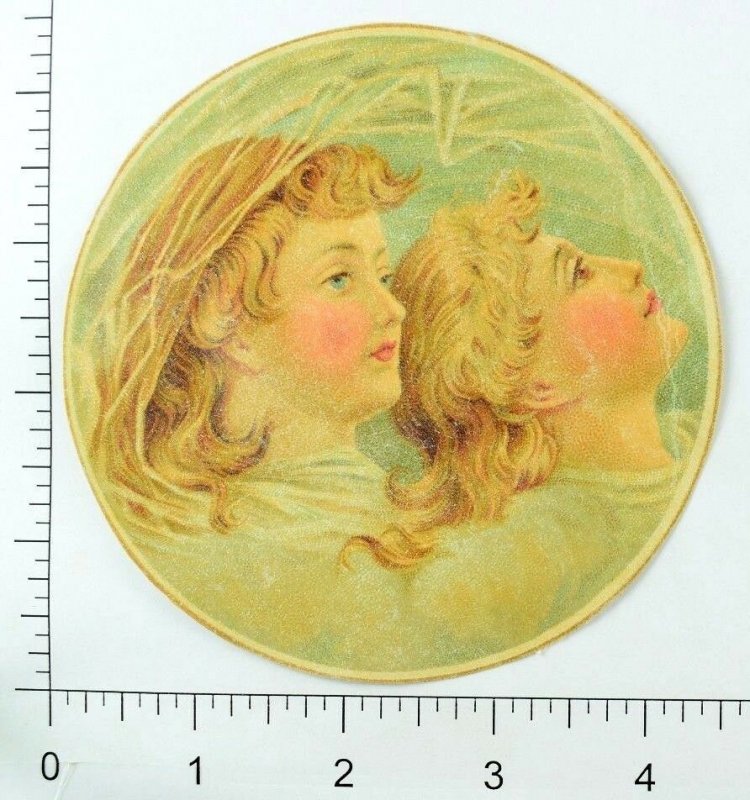 1880's lovely Heavenly Angels Winged Round Victorian Scrap Cards #G