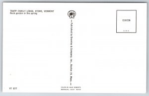 Stowe Vermont~Trapp Family Lodge~Rock Garden Spring Scene~Flowers~1950s Postcard