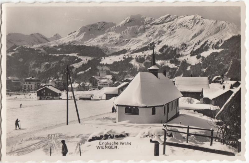 Switzerland, Suisse, Englische Kirche, WENGEN, unused RP Real Photo Postcard